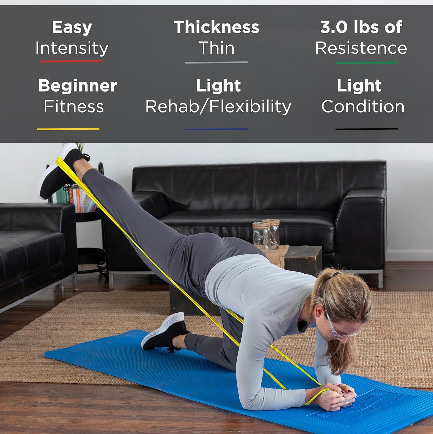 imageTHERABAND Resistance Bands Set Beginner Kit Yellow Red Green NonLatex Elastic Bands for Exercise amp Physical Therapy Strength Training for Upper amp Lower Body Fitness