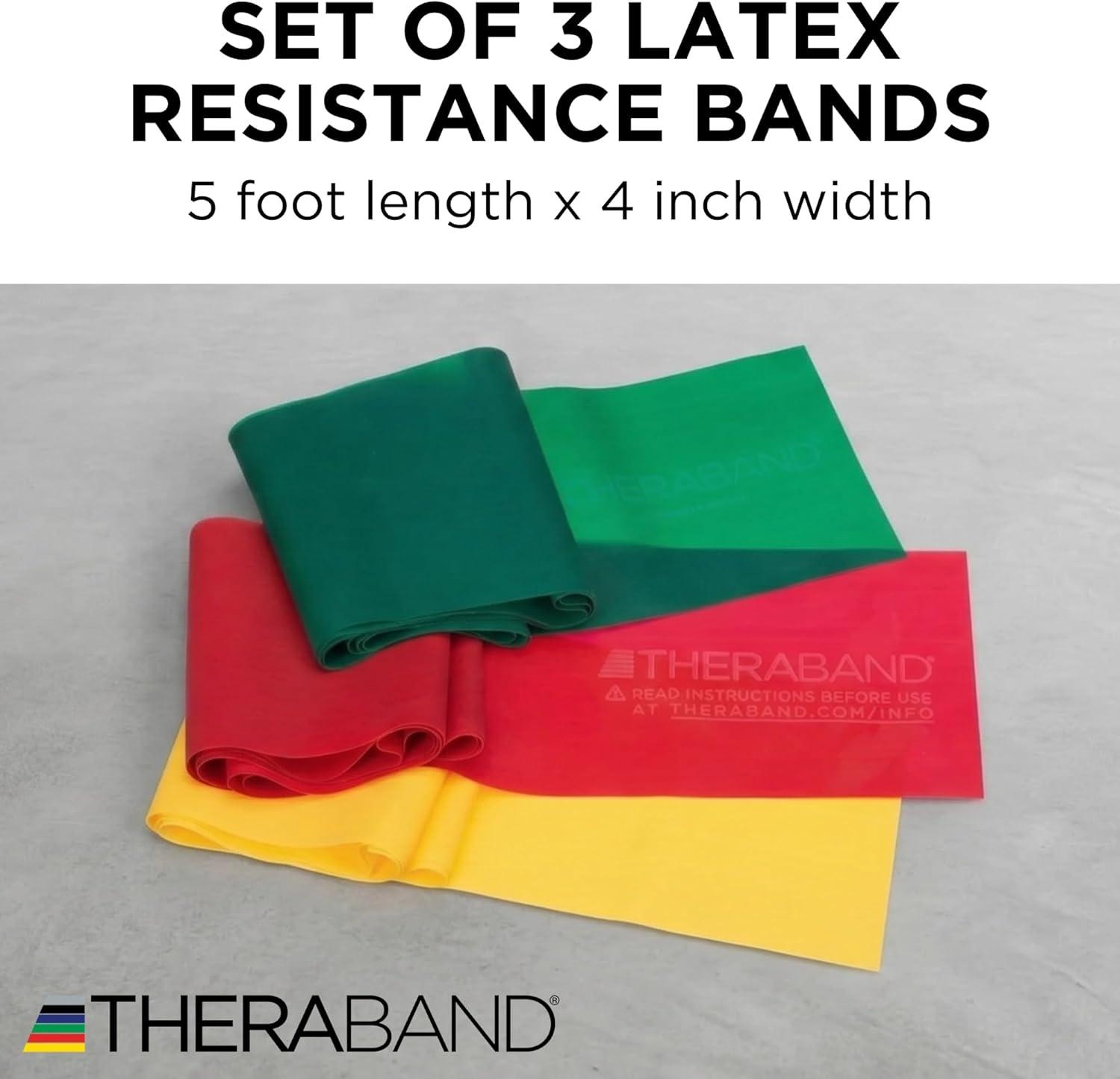 imageTHERABAND Resistance Bands Set Elastic Bands for Exercise amp Physical Therapy Strength Training for Upper amp Lower Body FitnessLatex