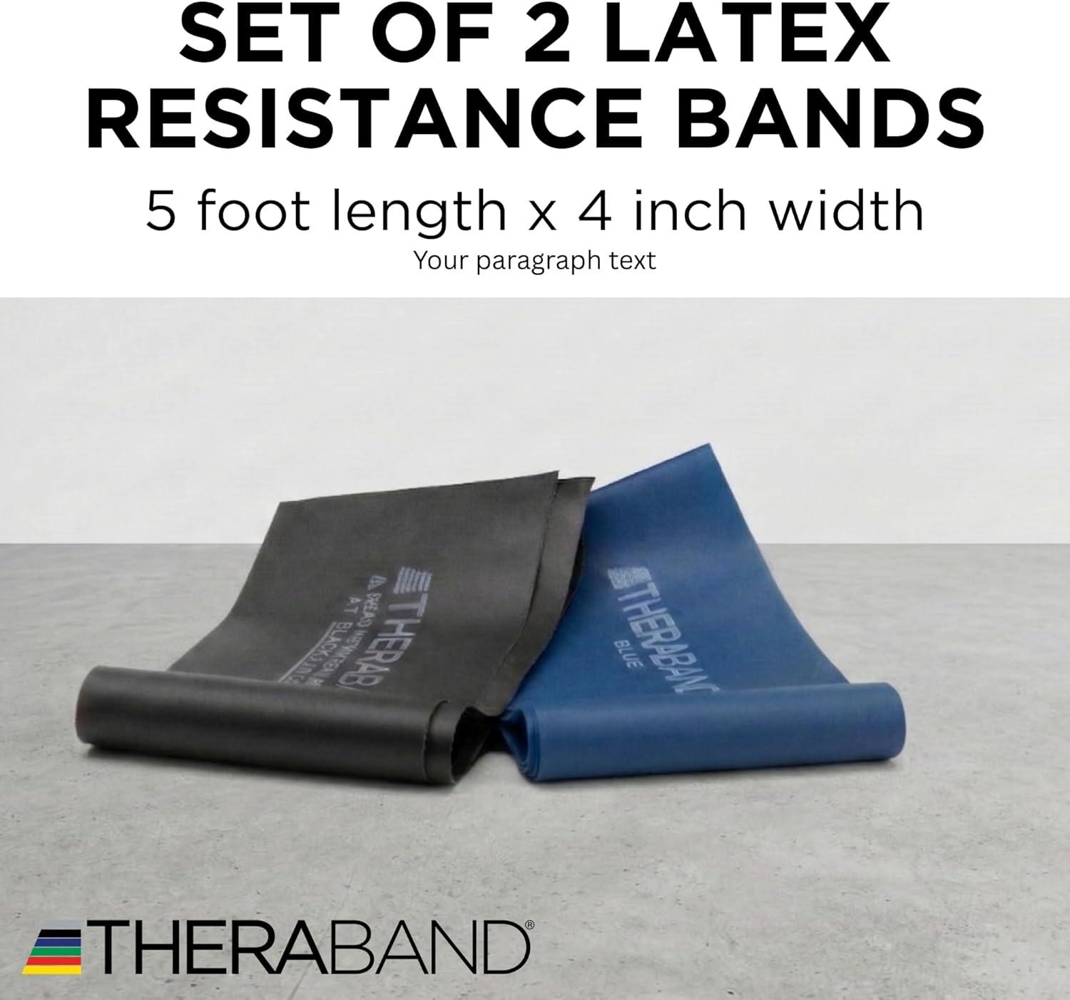 imageTHERABAND Resistance Bands Set Elastic Bands for Exercise amp Physical Therapy Strength Training for Upper amp Lower Body FitnessLatex