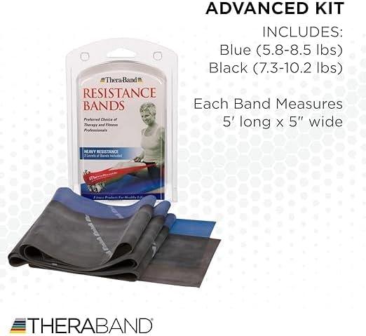 imageTHERABAND Resistance Bands Set Professional NonLatex Elastic BandBlueBlack Advanced Set 1