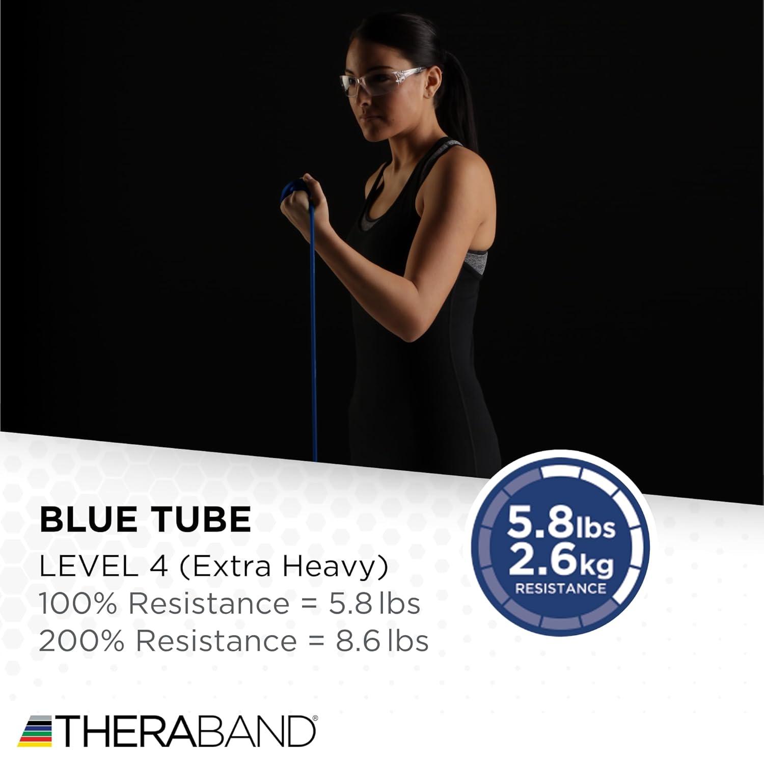imageTHERABAND Resistance Tubes Advanced Set Blue amp Black 5 ft Latex Tubing Home or Clinic Use CuttoFit ColorCoded Resistance Bands for Upper amp Lower Body Workouts
