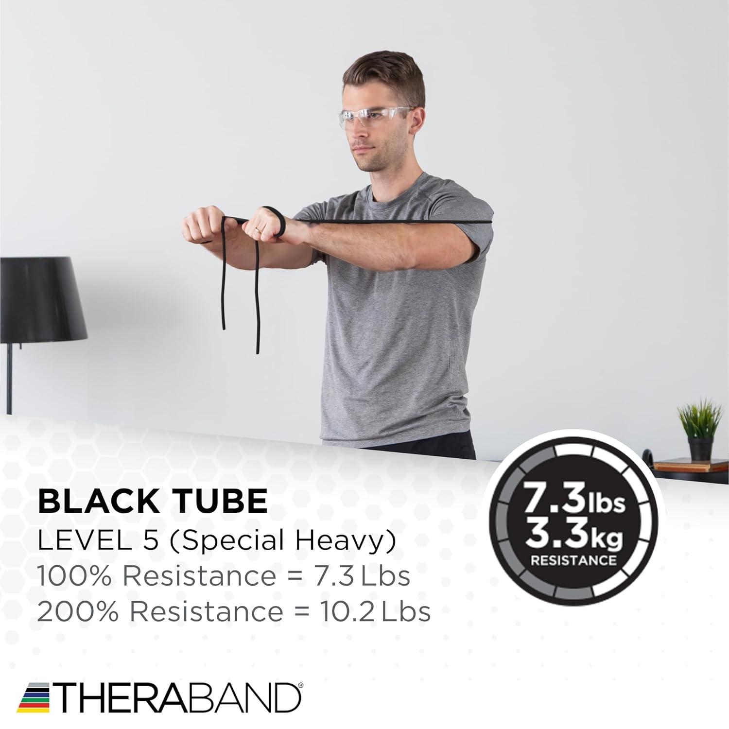 imageTHERABAND Resistance Tubes Advanced Set Blue amp Black 5 ft Latex Tubing Home or Clinic Use CuttoFit ColorCoded Resistance Bands for Upper amp Lower Body Workouts