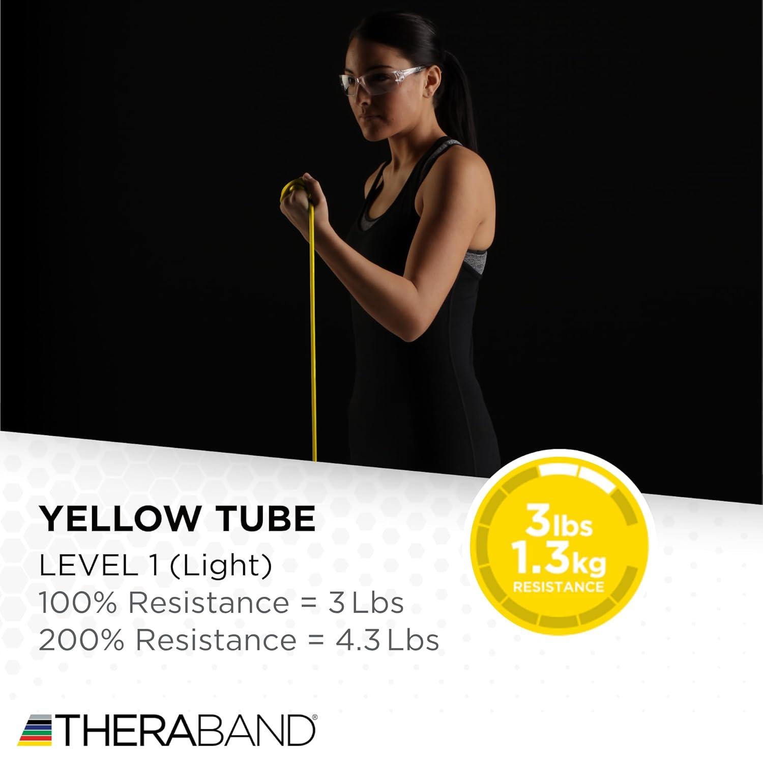 imageTHERABAND Resistance Tubes Begginer Set Yellow Red and Green 5 ft Latex Tubing Home or Clinic Use CuttoFit ColorCoded Resistance Bands for Upper amp Lower Body Workouts