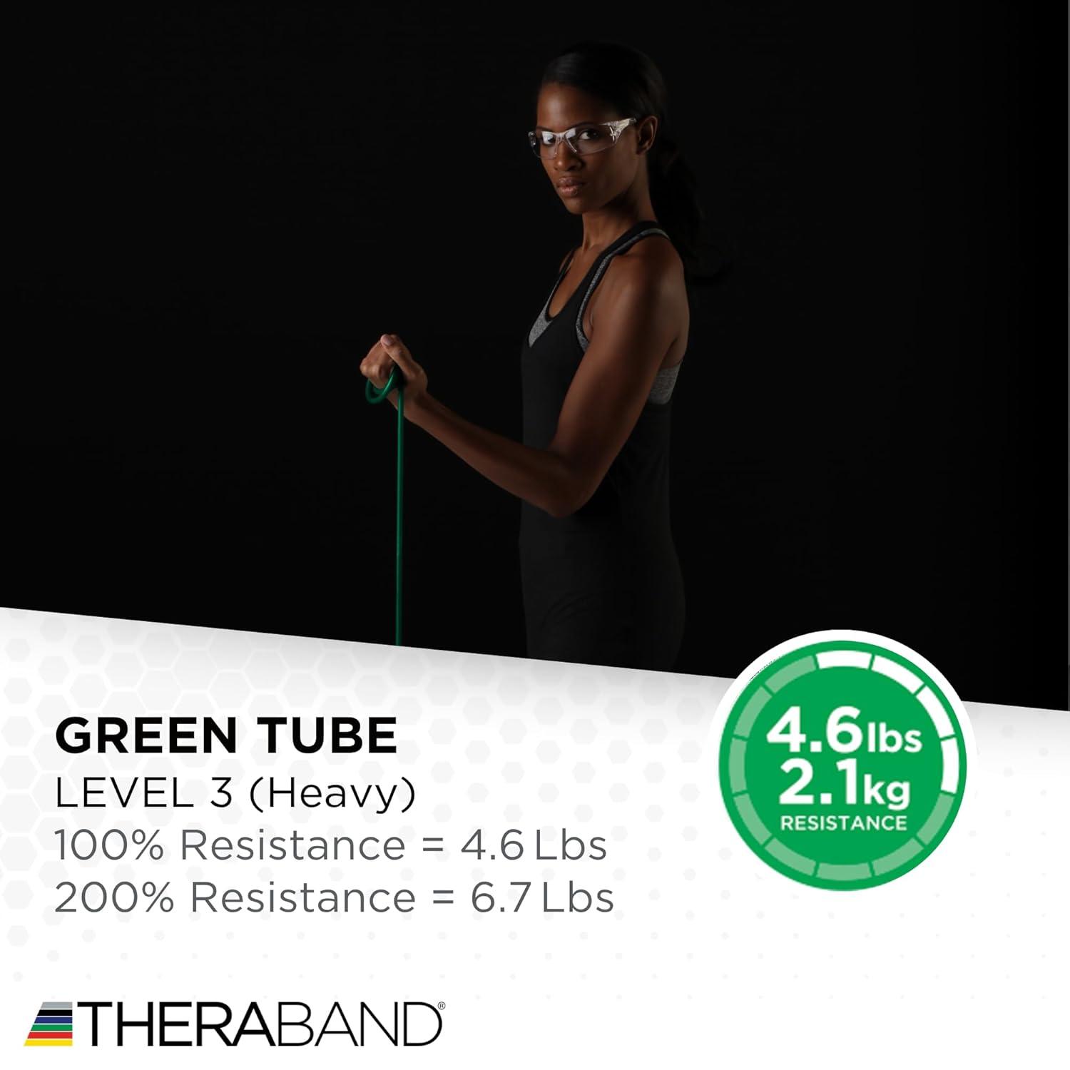 imageTHERABAND Resistance Tubes Begginer Set Yellow Red and Green 5 ft Latex Tubing Home or Clinic Use CuttoFit ColorCoded Resistance Bands for Upper amp Lower Body Workouts