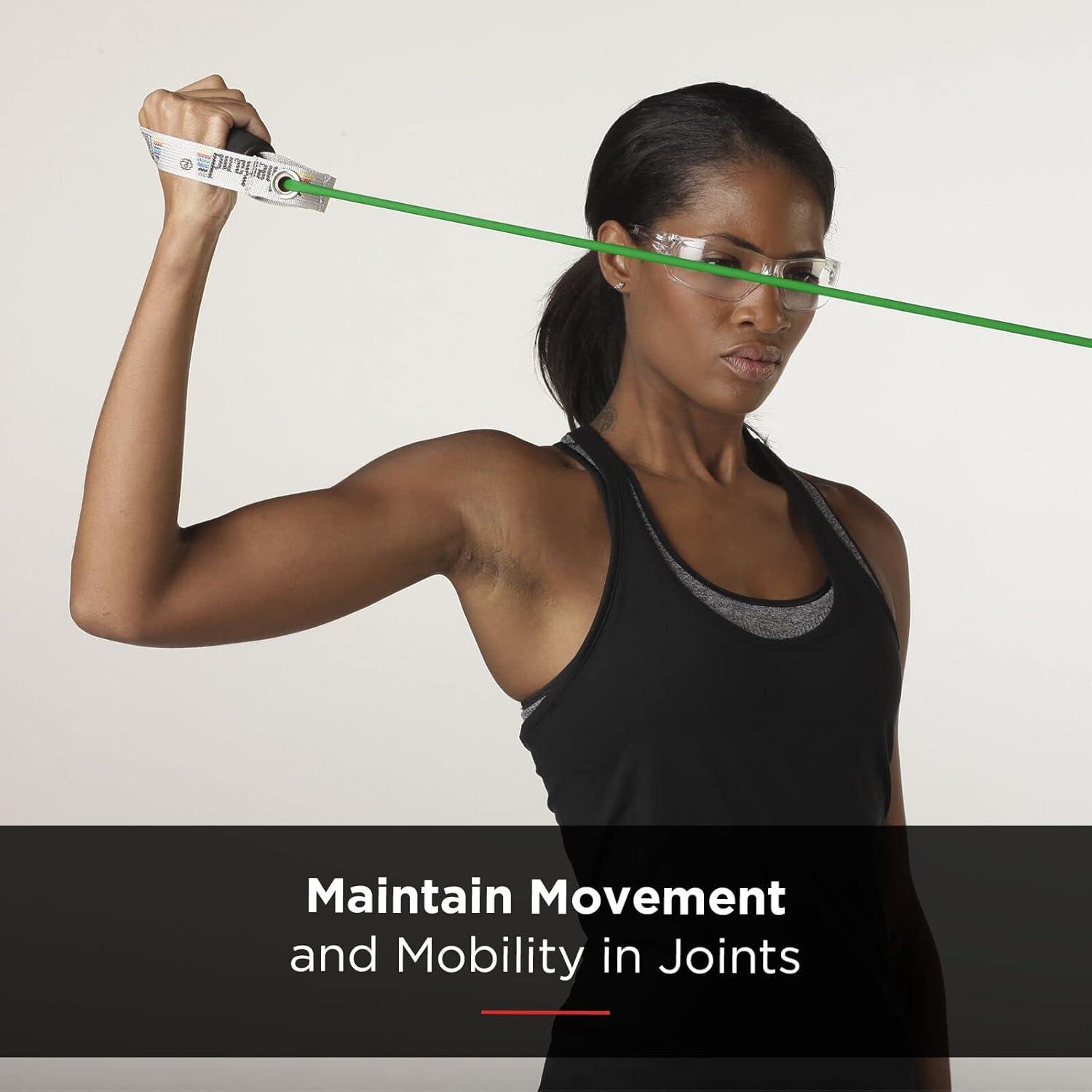imageTHERABAND Resistance Tubes Professional Latex Elastic Tubing with Hard Handles For Exercise Physical Therapy Lower Pilates AtHome Workouts amp Rehab 48 Inch Green Heavy IntermediateGreen Heavy