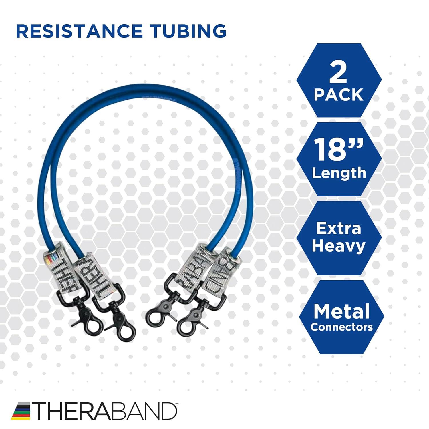 imageTHERABAND Resistance Tubing with Connectors for Wall Rehab amp Wellness Station Extra Heavy Level 5 Set of 2 18Inch Blue Tubing for Physical Therapy Exercise Rehab Clinics amp Pilates Latex Tubes