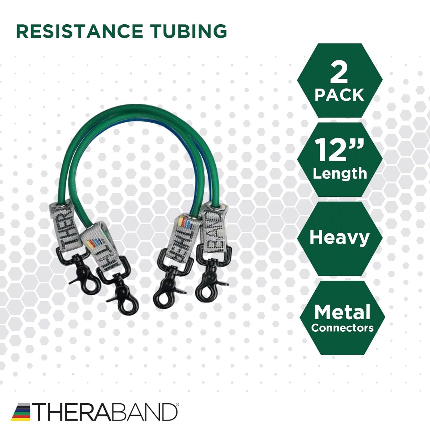 imageTHERABAND Resistance Tubing with Connectors for Wall Rehab amp Wellness Station Heavy Level 4 Set of 2 12Inch Green Tubing for Physical Therapy Exercise Rehab Clinics amp Pilates Latex Tubes