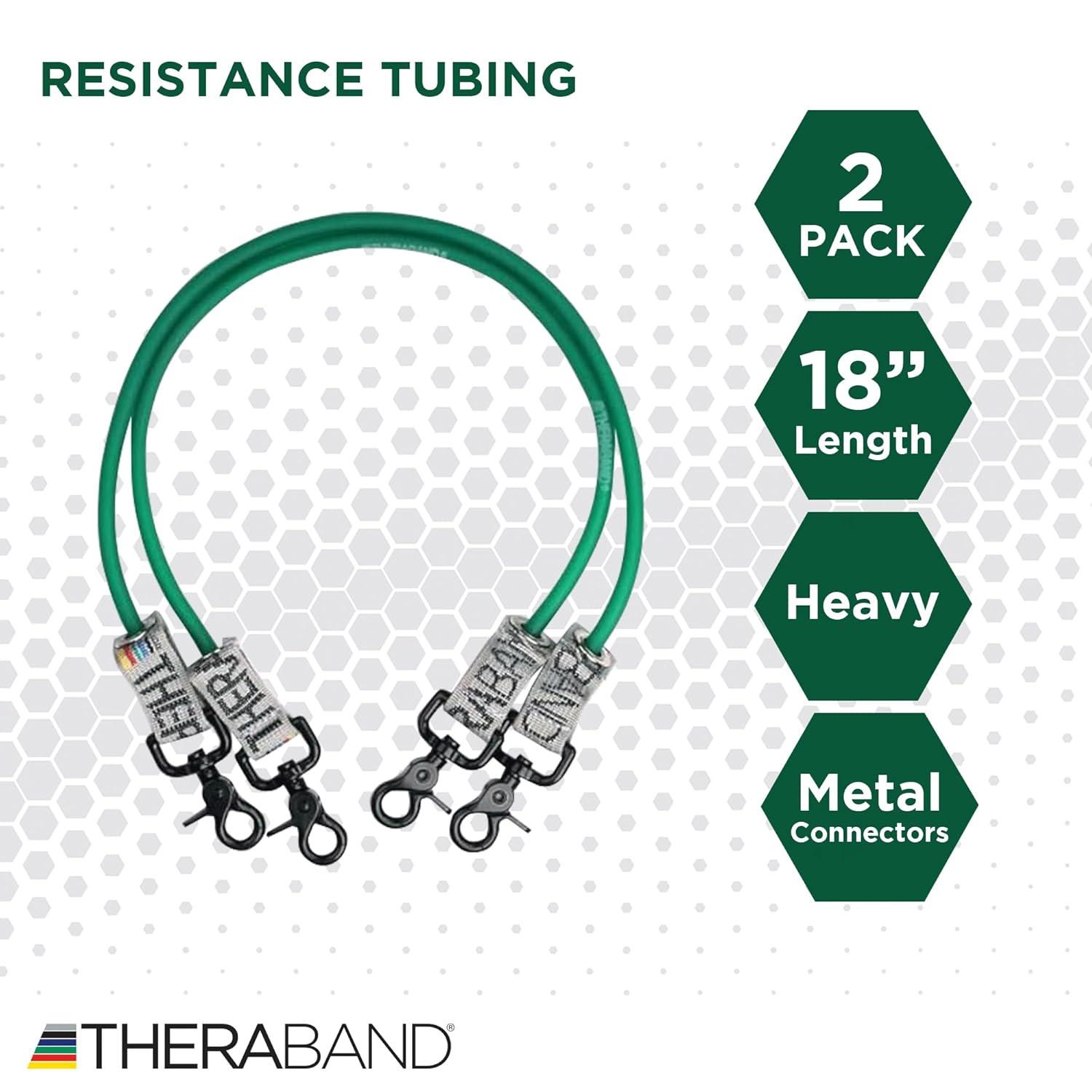 imageTHERABAND Resistance Tubing with Connectors for Wall Rehab amp Wellness Station Heavy Level 4 Set of 2 18Inch Green Tubing for Physical Therapy Exercise Rehab Clinics amp Pilates Latex Tubes