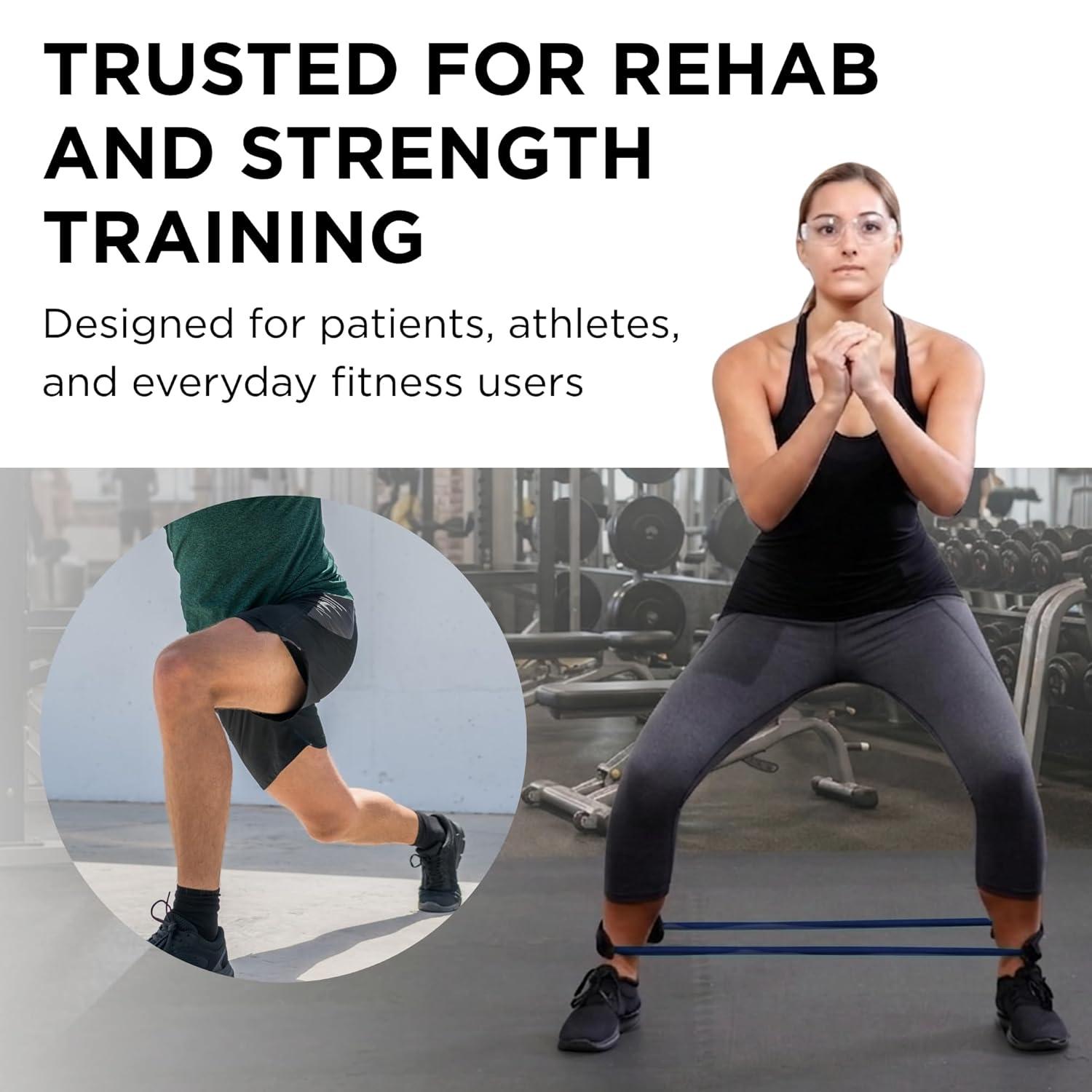 imageTHERABAND Resistance Tubing with Cuffs Extra Heavy Blue Level 4 Exercise Bands for Lower Body Workouts Physical Therapy Pilates amp AtHome Training