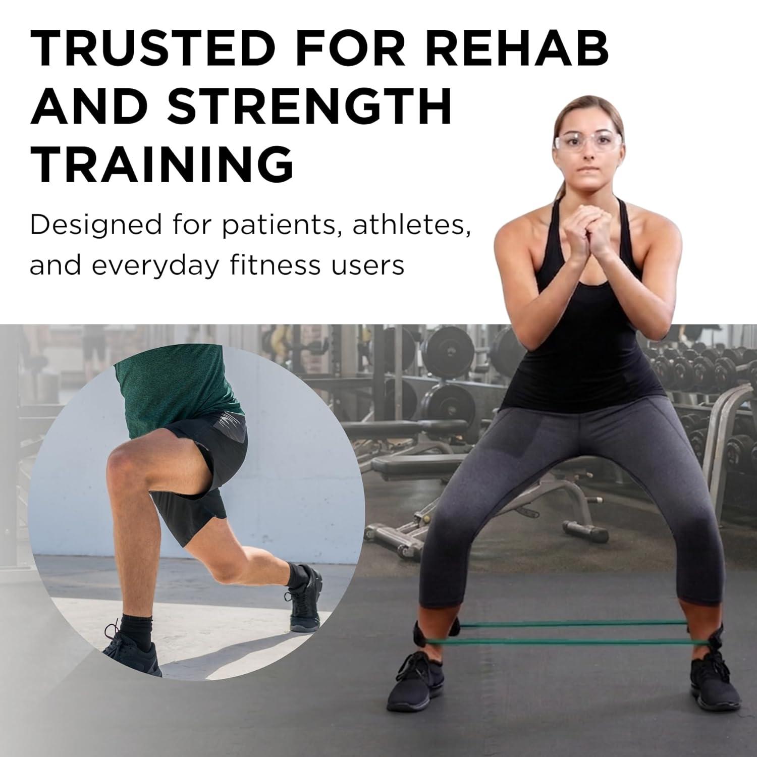 imageTHERABAND Resistance Tubing with Cuffs Heavy Green Level 3 Exercise Bands for Lower Body Workouts Physical Therapy Pilates amp AtHome Training