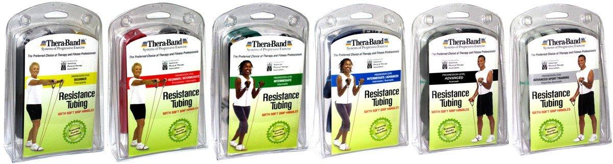 imageTHERABAND Resistance Tubing with Soft Handles Black Special Heavy Level 50 Latex Stretch Resistance Bands for Exercise Professional Workout Bands for Upper amp Lower Body ColorCoded Levels