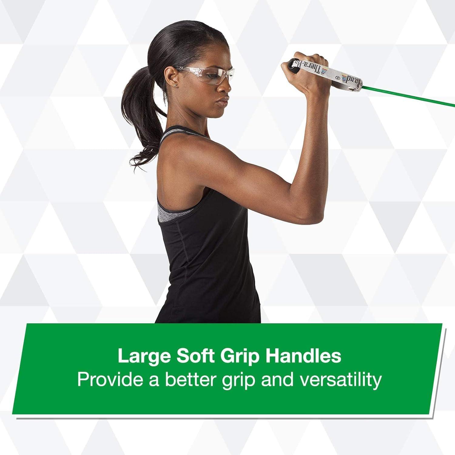 imageTHERABAND Resistance Tubing with Soft Handles Green Heavy Level 48 Latex Stretch Resistance Bands for Exercise Professional Workout Bands for Upper amp Lower Body ColorCoded Levels