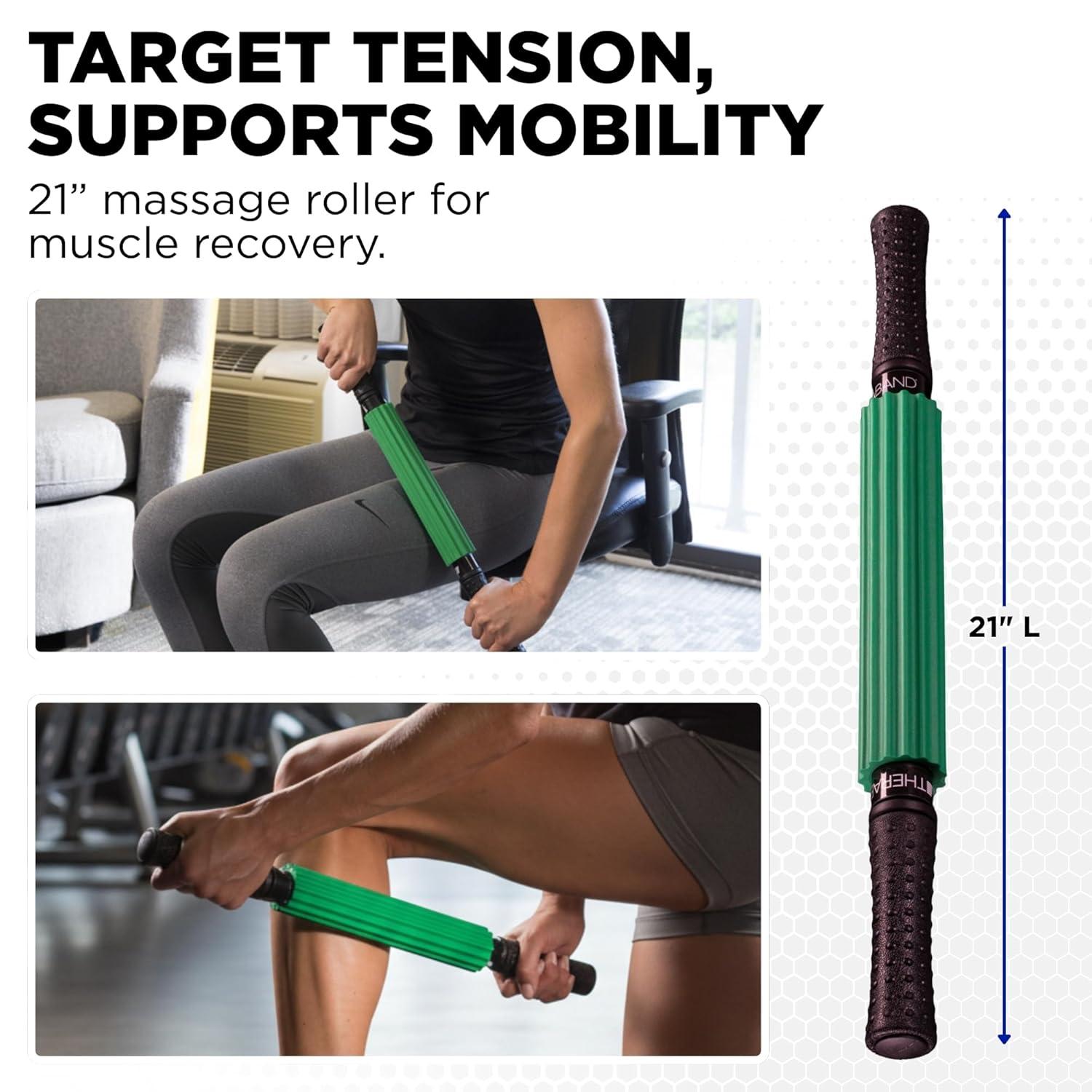 imageTHERABAND Roller Massager Stick Standard Deep Tissue Muscle Roller for Legs Back Calves Athletes amp Runners Foam Roller Stick for Muscle Massage Trigger Point Tool 21 Manual Massager