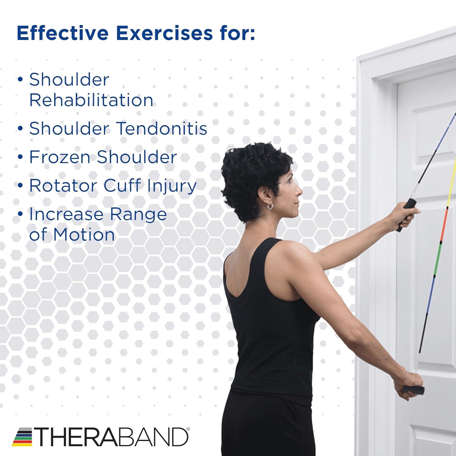 imageTHERABAND Shoulder Pulley OvertheDoor Rehab System with Foam Handles Adjustable Rope amp Color Markings for Range of Motion amp Home Therapy Physical Therapy Equipment for Shoulder Rehab 1 count