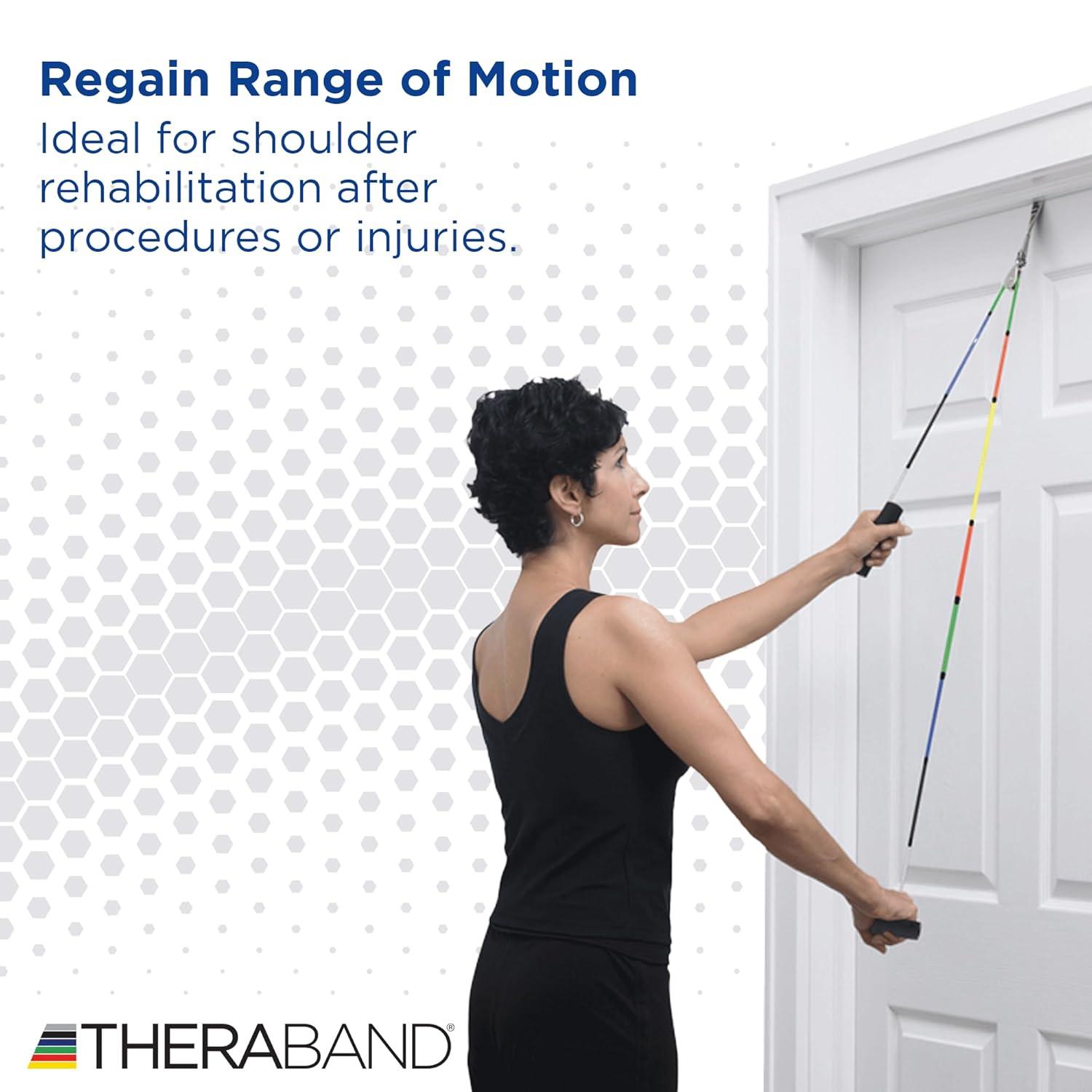 imageTHERABAND Shoulder Pulley OvertheDoor Rehab System with Foam Handles Adjustable Rope amp Color Markings for Range of Motion amp Home Therapy Physical Therapy Equipment for Shoulder Rehab 1 count