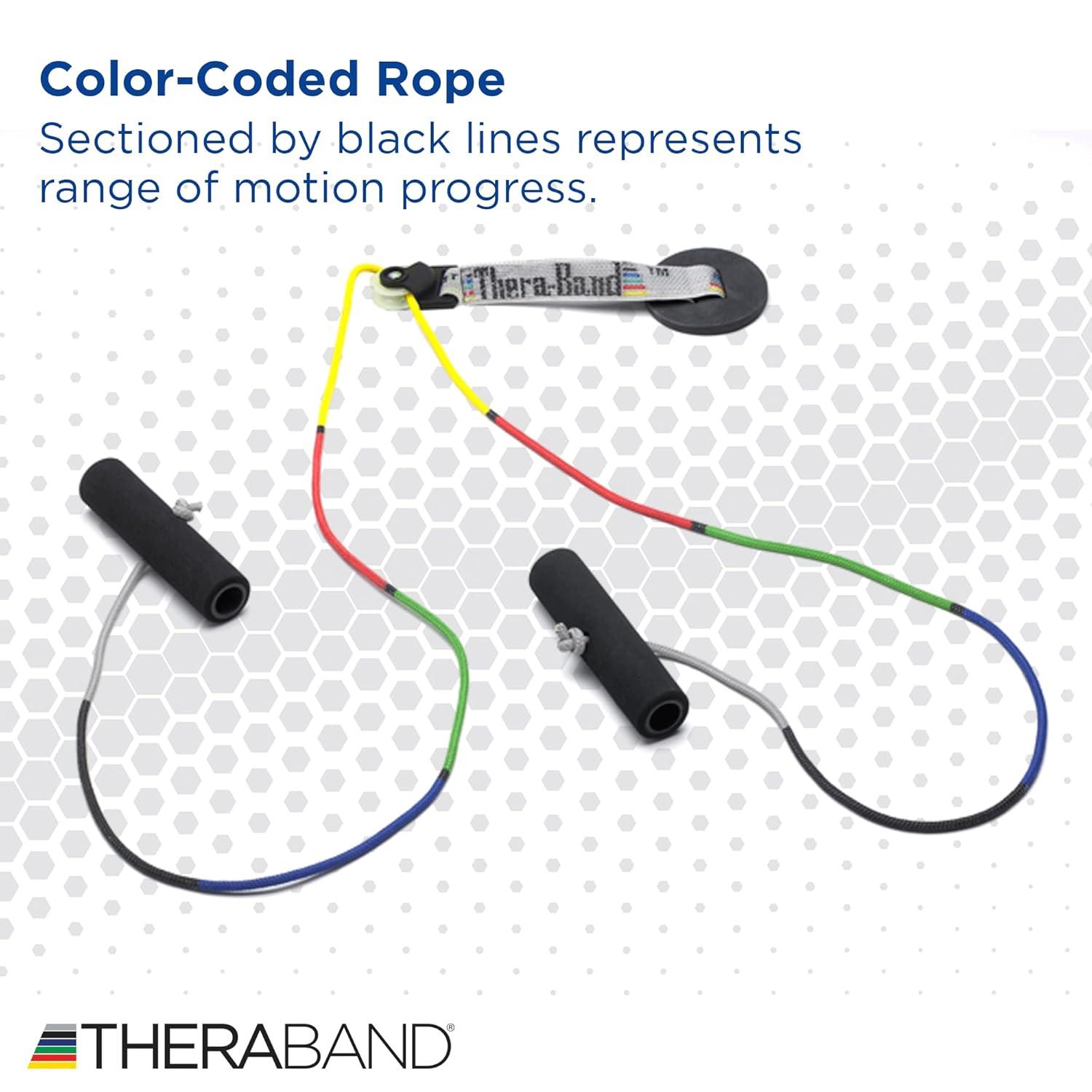 imageTHERABAND Shoulder Pulley OvertheDoor Rehab System with Foam Handles Adjustable Rope amp Color Markings for Range of Motion amp Home Therapy Physical Therapy Equipment for Shoulder Rehab 1 count