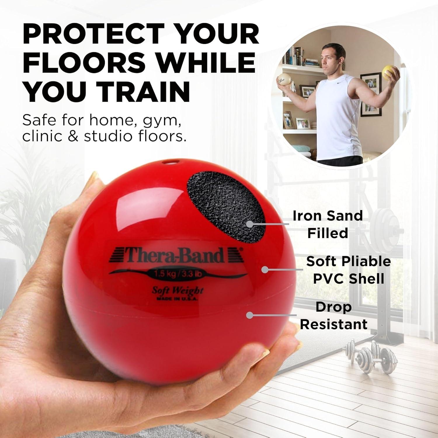imageTHERABAND Soft Weight 33 Lb 45 BallShaped Isotonic Exercise Balls for Physical Therapy Weighted Ball Set for Pilates Shoulder Strength amp Rehab ColorCoded Portable amp Easy to Grip