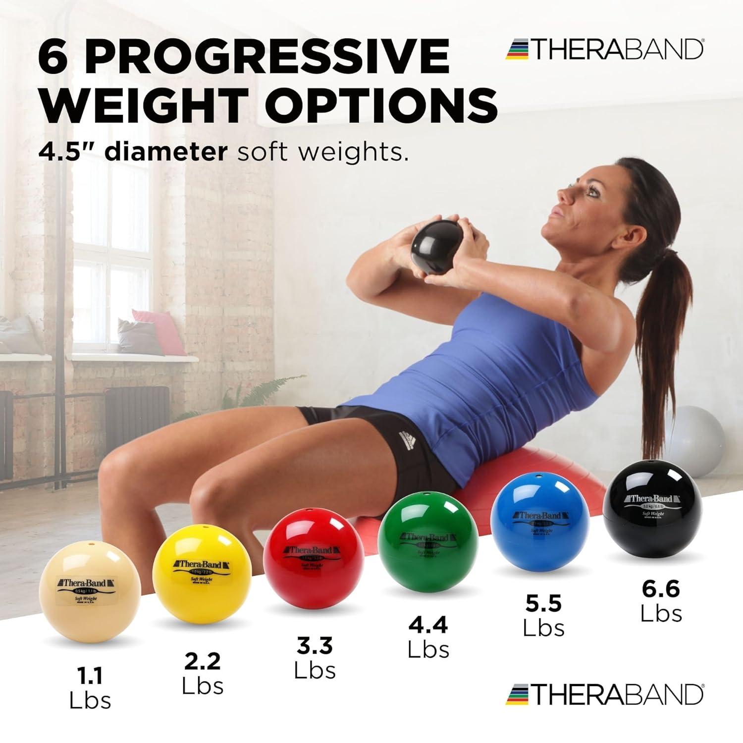 imageTHERABAND Soft Weight 55 Lb 45 BallShaped Isotonic Exercise Balls for Physical Therapy Weighted Ball Set for Pilates Shoulder Strength amp Rehab ColorCoded Portable amp Easy to Grip