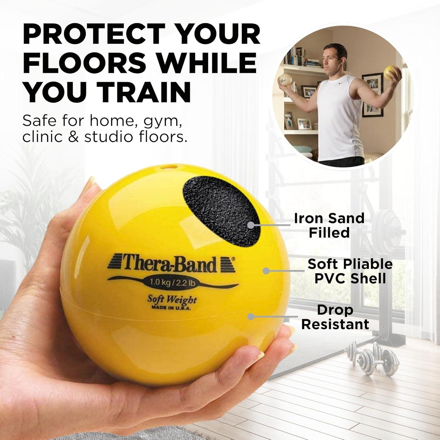 imageTHERABAND Soft Weight Set of 6 45 BallShaped Isotonic Exercise Balls for Physical Therapy Weighted Ball Set for Pilates Shoulder Strength amp Rehab ColorCoded Portable amp Easy to Grip