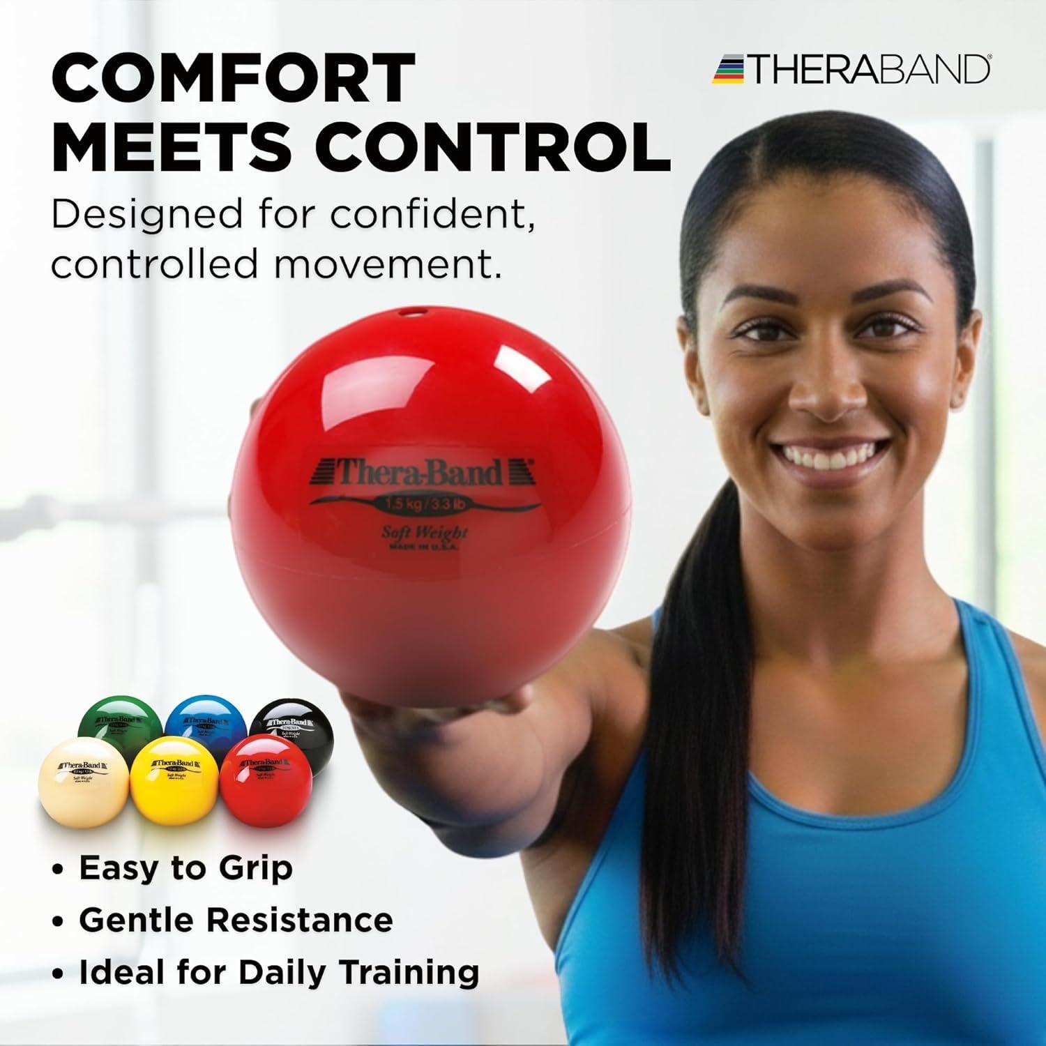 imageTHERABAND Soft Weight Set of 6 45 BallShaped Isotonic Exercise Balls for Physical Therapy Weighted Ball Set for Pilates Shoulder Strength amp Rehab ColorCoded Portable amp Easy to Grip