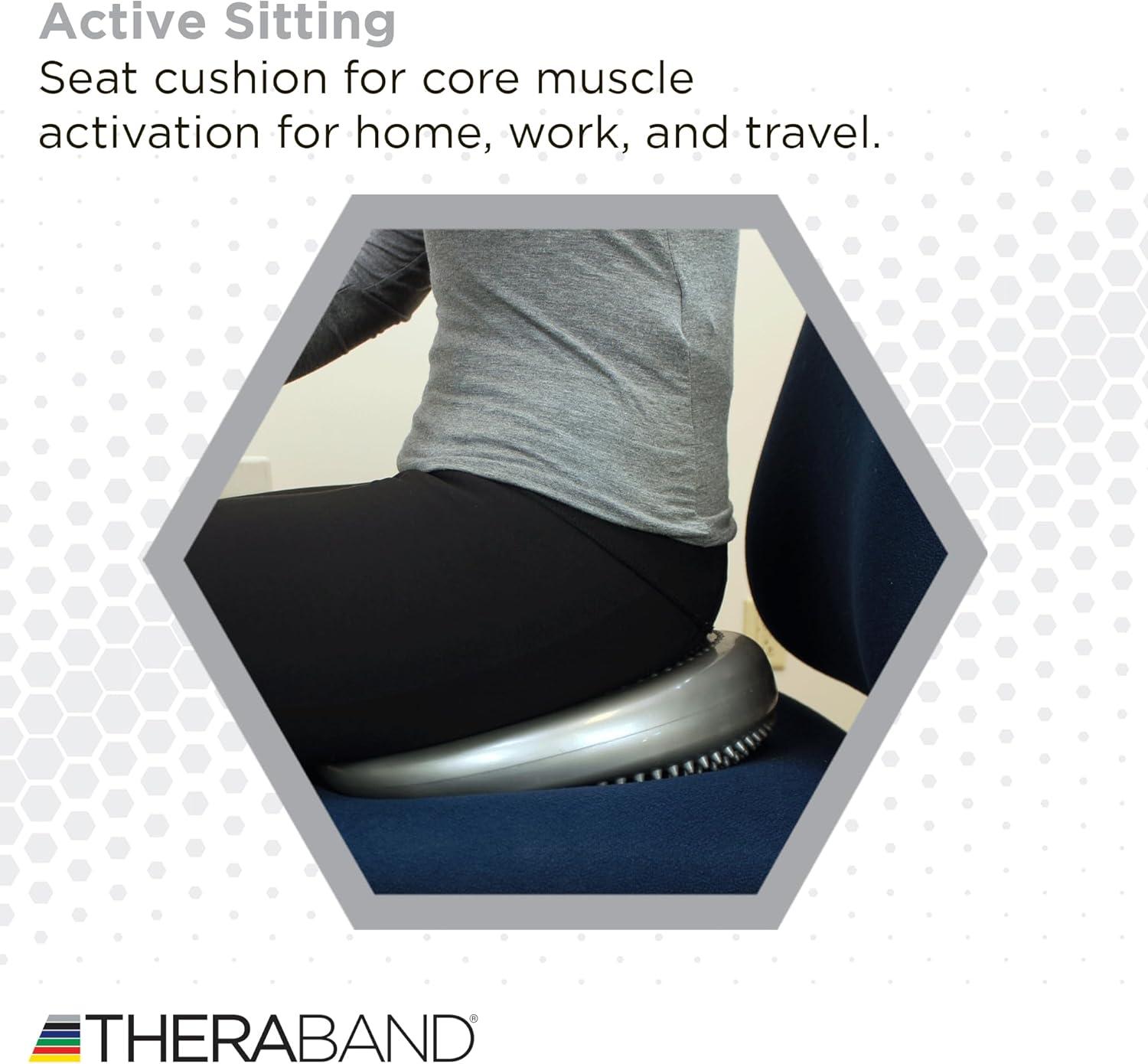 imageTHERABAND Stability Disc 13Inch Silver LatexFree PreInflated Balance Cushion for Core Strength Wobble Seat for Posture amp Active Sitting Wobble Disc for Office Chair or Rehab