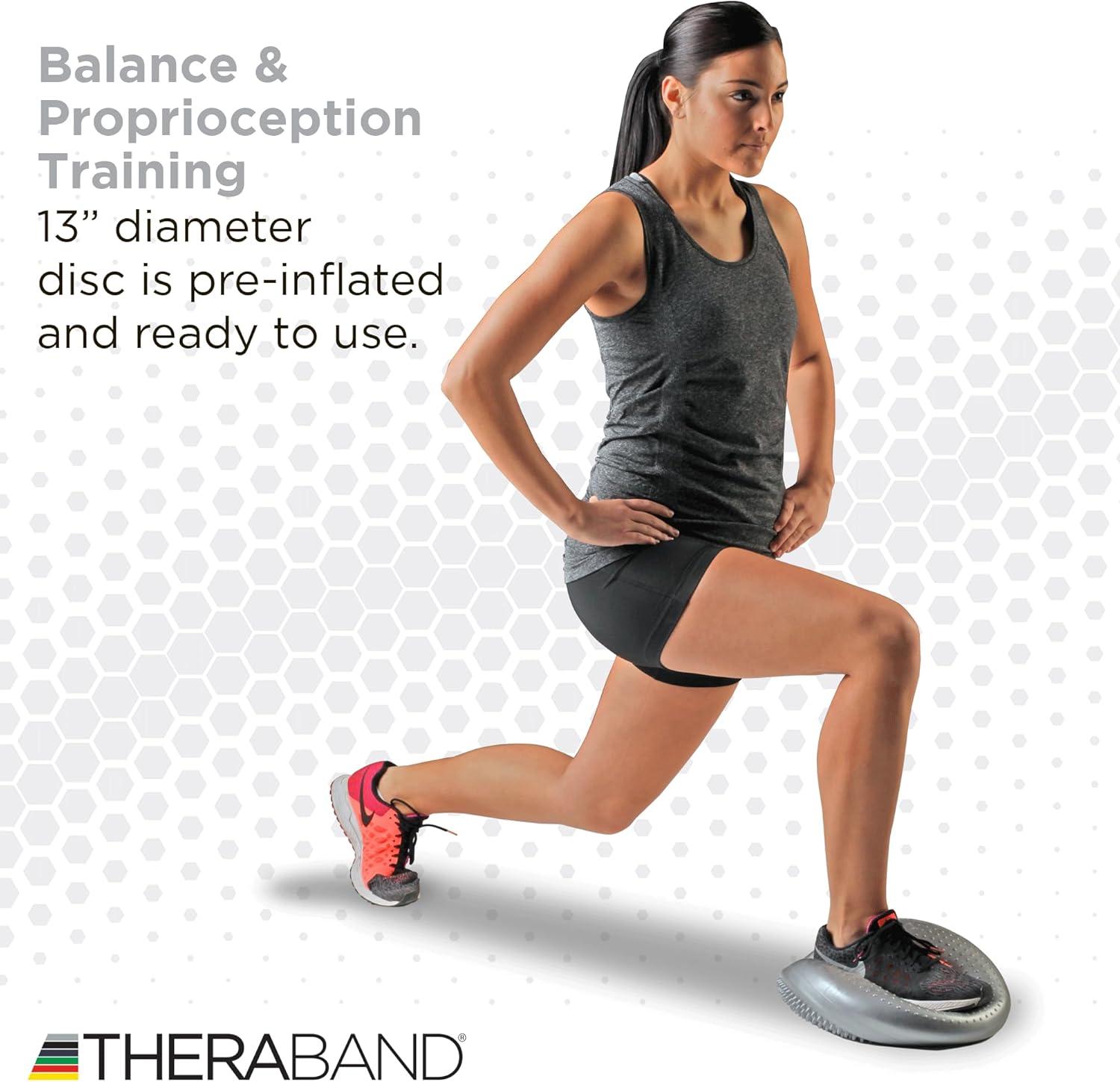 imageTHERABAND Stability Disc 13Inch Silver LatexFree PreInflated Balance Cushion for Core Strength Wobble Seat for Posture amp Active Sitting Wobble Disc for Office Chair or Rehab