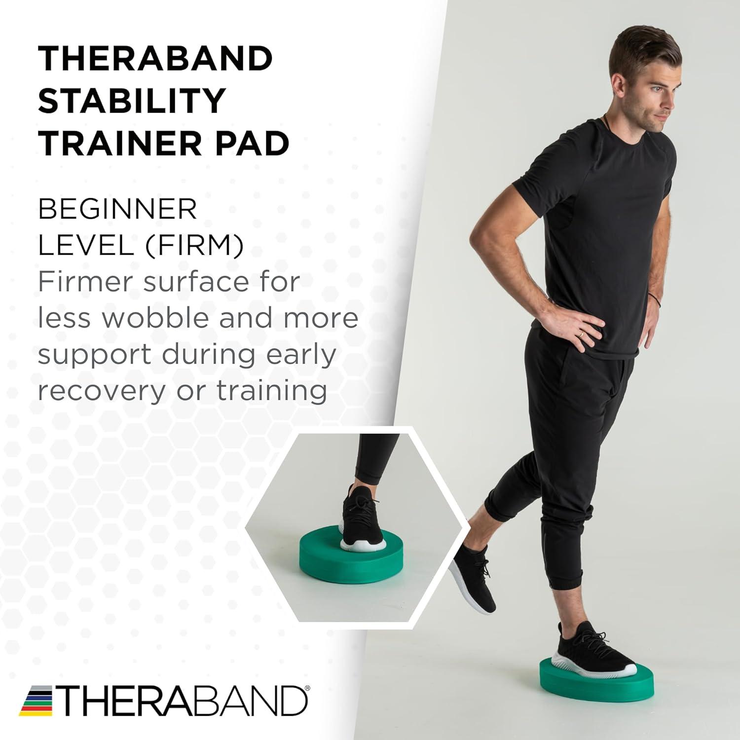 imageTHERABAND Stability Trainer Pad Beginner Level Firm Set of 2 Green Foam Balance Pad for Physical Therapy Exercise Pad for Core Strength Lightweight NonSlip Balance Trainer Portable Foam Pad for Home or Clinic Use