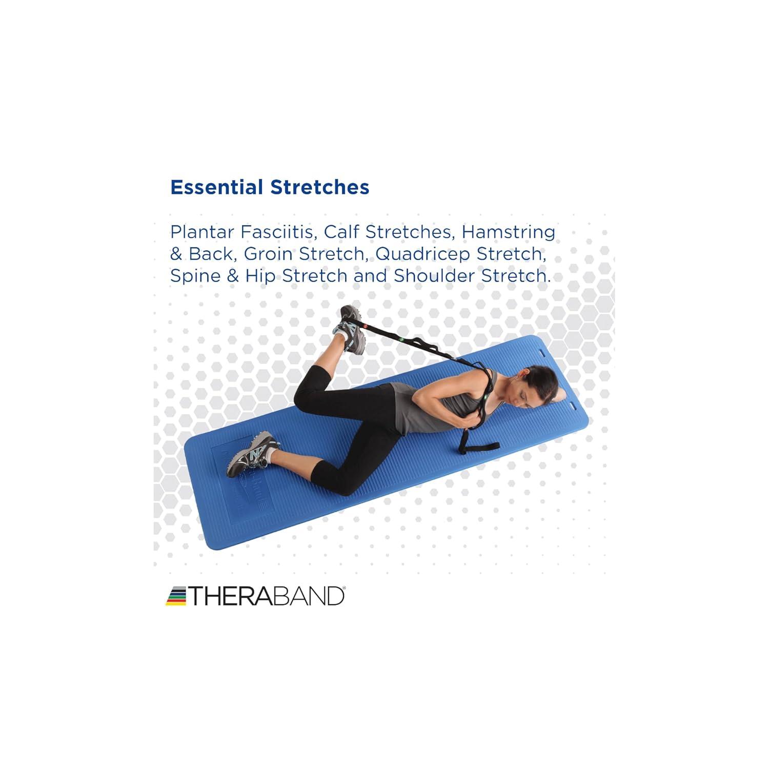 imageTHERABAND Stretch Strap with Loops to Increase Flexibility Dynamic Stretching Tool for Athletes Including Dancers Cheerleaders Gymnasts Runners Pilates and Yoga Elastic Stretch Out Band
