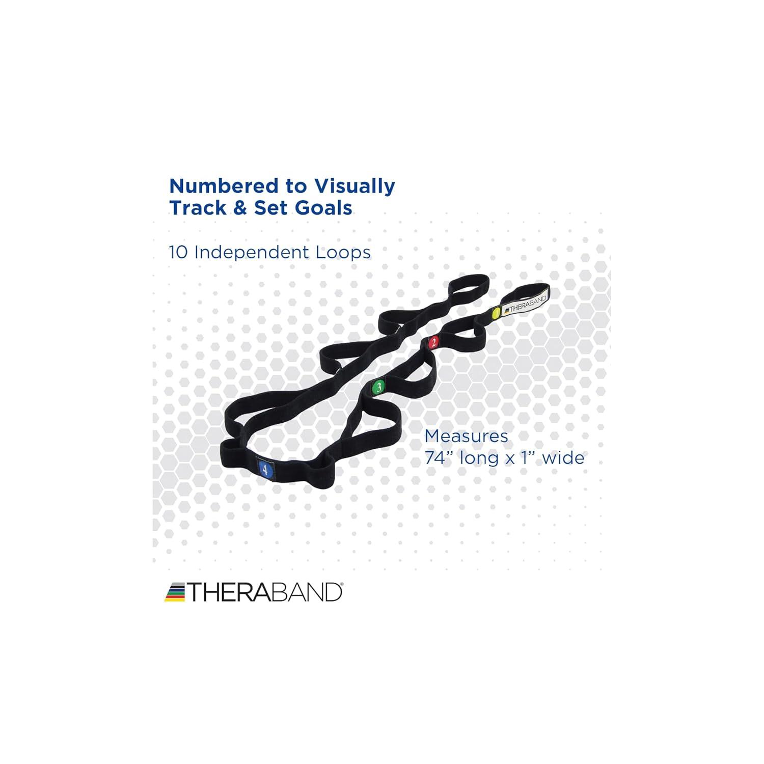 imageTHERABAND Stretch Strap with Loops to Increase Flexibility Dynamic Stretching Tool for Athletes Including Dancers Cheerleaders Gymnasts Runners Pilates and Yoga Elastic Stretch Out Band