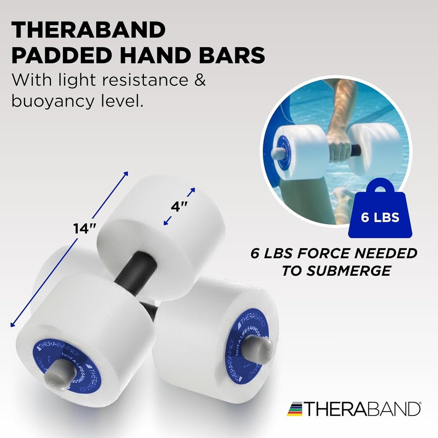 imageTHERABAND Water Weights Aquatic Dumbbells for Pool Fitness Pair Blue Heavy Resistance Level for Pool Exercise and Water Aerobics for Adults Foam Pool Weights for Therapy and Fitness Workouts