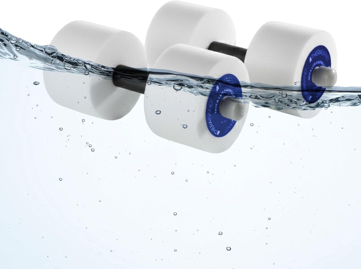 imageTHERABAND Water Weights Aquatic Dumbbells for Pool Fitness Pair Blue Heavy Resistance Level for Pool Exercise and Water Aerobics for Adults Foam Pool Weights for Therapy and Fitness Workouts