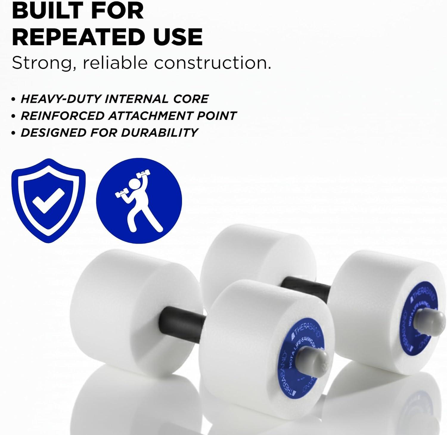 imageTHERABAND Water Weights Aquatic Dumbbells for Pool Fitness Pair Blue Heavy Resistance Level for Pool Exercise and Water Aerobics for Adults Foam Pool Weights for Therapy and Fitness Workouts