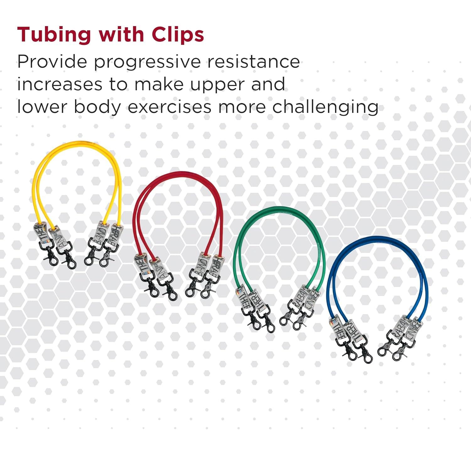 imageTHERABAND Wellness Station Professional Latex Resistance Tubing With Connectors for Physical Therapy Exercise Station for Rehab Lower Pilates Set of 2 18 Inch Red Medium Beginner Level 3