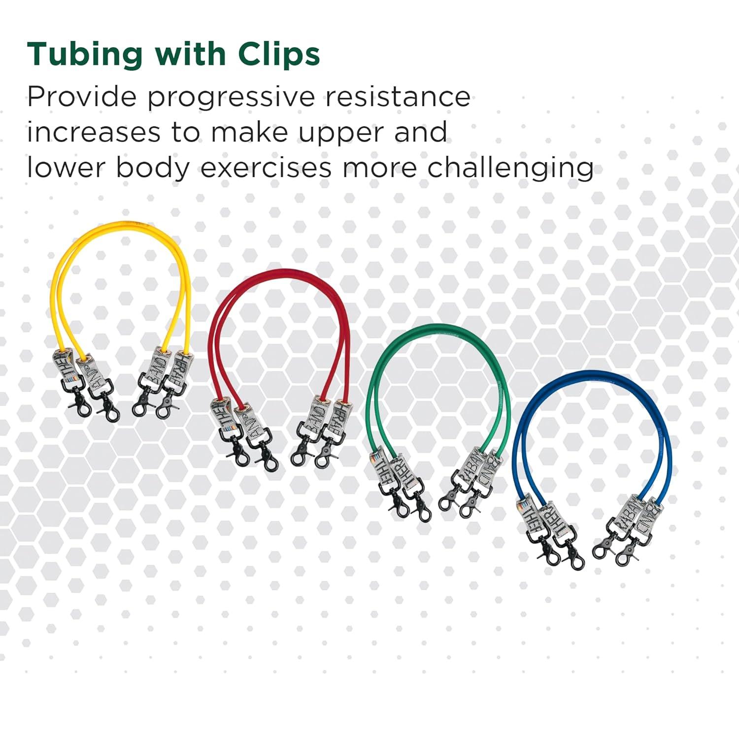 imageTHERABAND Wellness Station Professional Latex Resistance Tubing With Connectors for Physical Therapy Exercise Station for Rehab Lower Pilates Set of 2 24 Inch Green Heavy Level 4