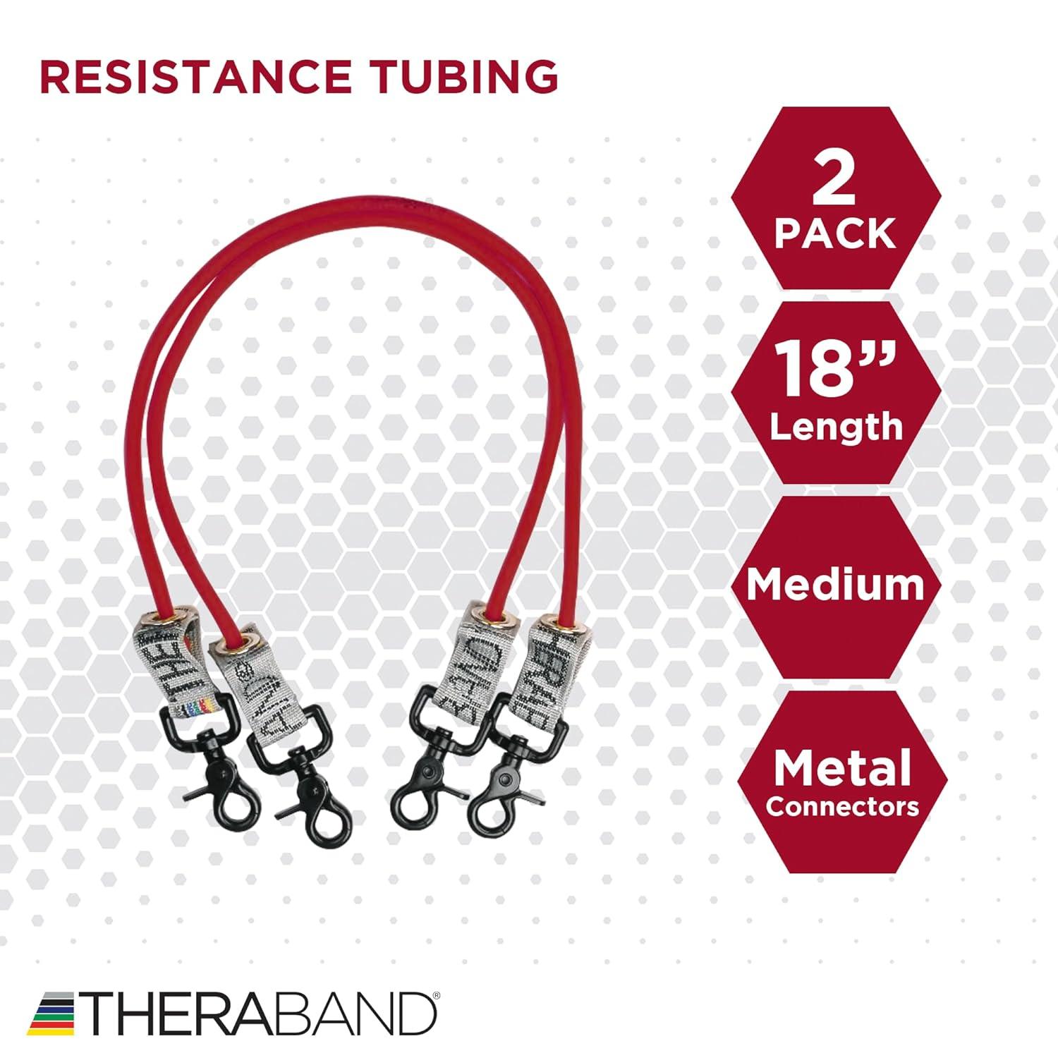 imageTHERABAND Wellness Station Professional Latex Resistance Tubing With Connectors for Physical Therapy Exercise Station for Rehab Lower Pilates Set of 2 18 Inch Red Medium Beginner Level 3