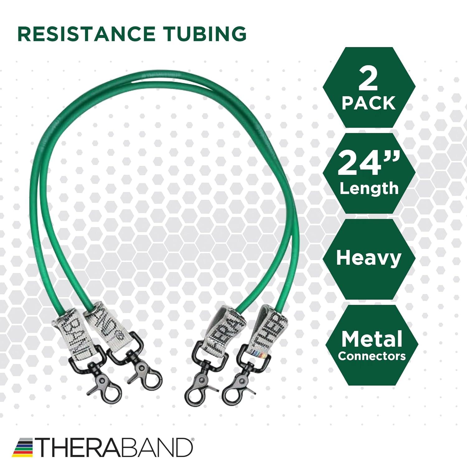 imageTHERABAND Wellness Station Professional Latex Resistance Tubing With Connectors for Physical Therapy Exercise Station for Rehab Lower Pilates Set of 2 24 Inch Green Heavy Level 4