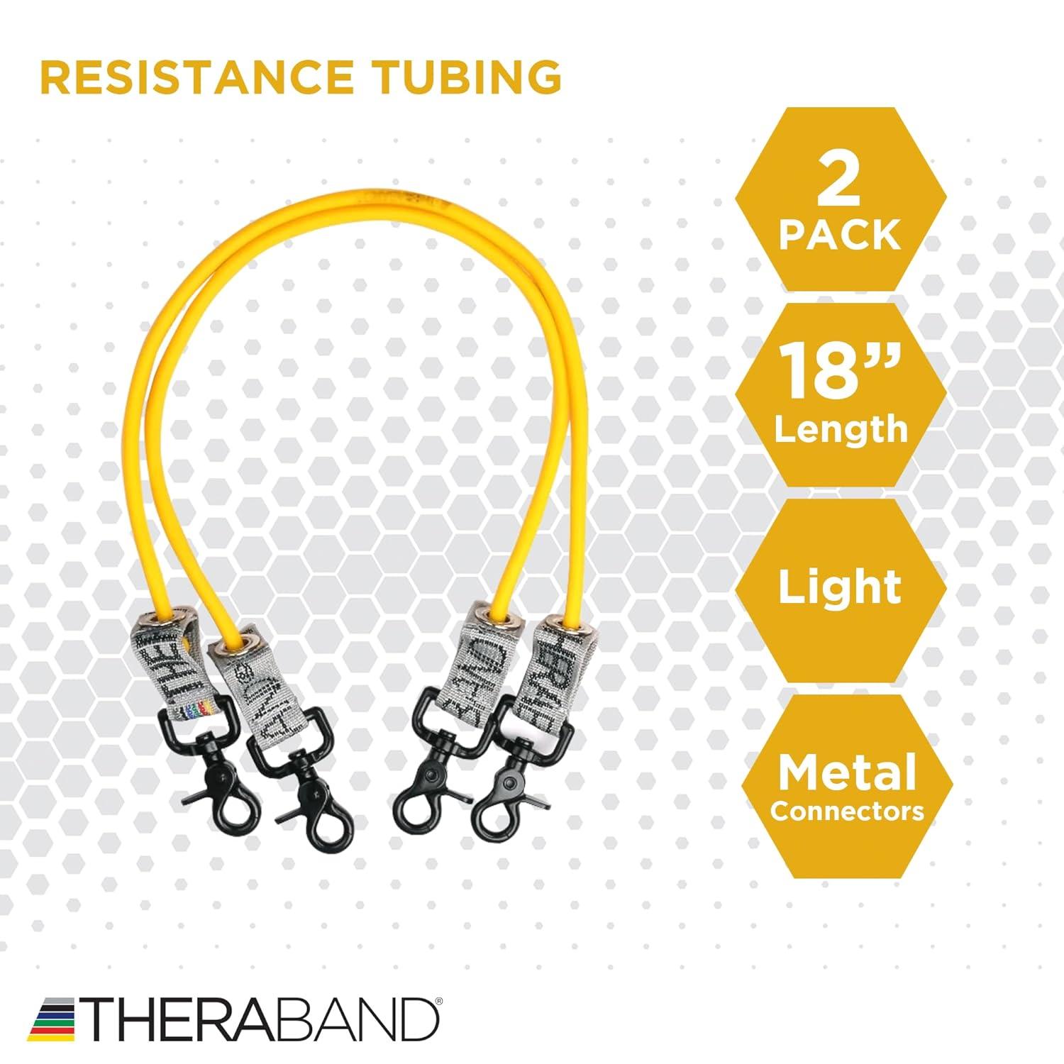 imageTHERABAND Wellness Station Professional Latex Resistance Tubing With Connectors for Physical Therapy Exercise Station for Rehab Pilates Set of 2 12 Inch Blue Extra Heavy Intermediate Level 2Yellow Thin