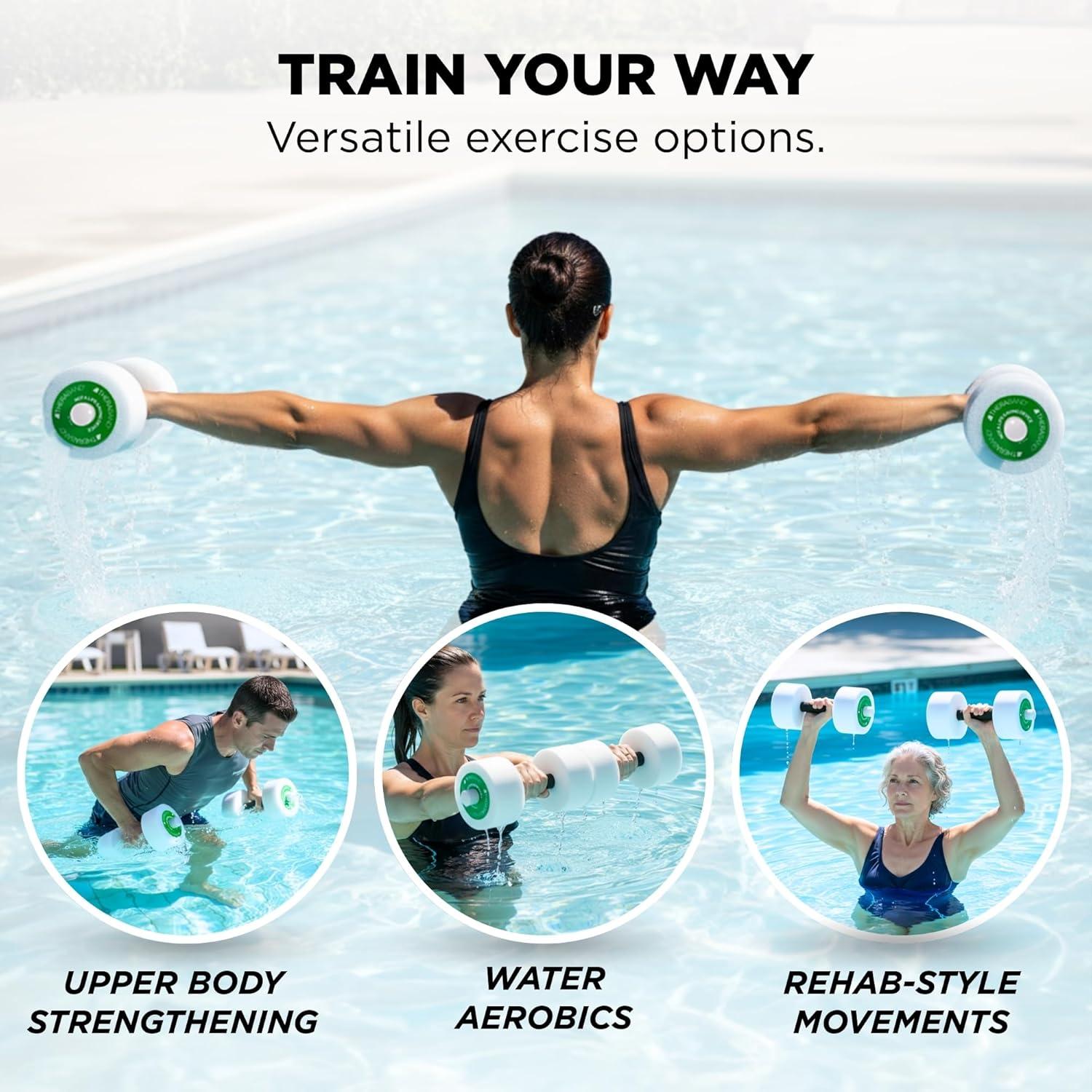 imageTheraBand Aquatic Exercise DumbellsHand Bars One Pair Medium Disc Size 12 x 25