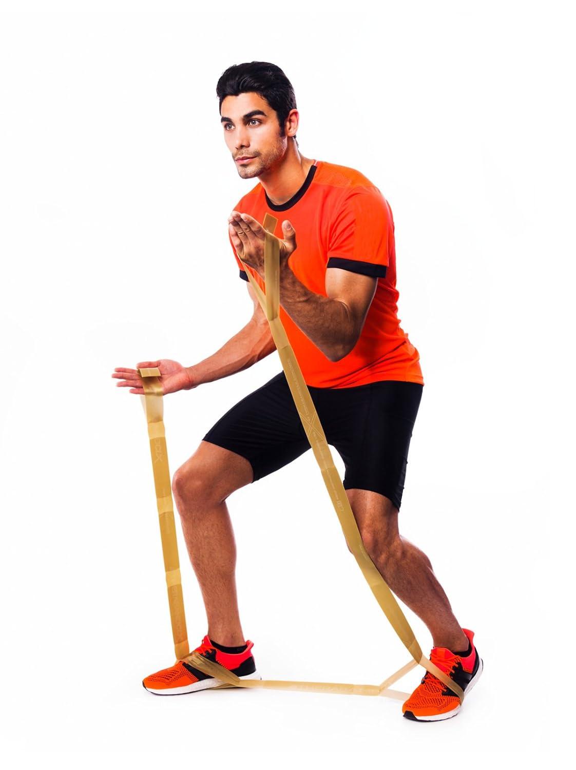 imageTheraBand CLX Resistance Band with Loops LatexFree Professional Band for Physical Therapy Lower Body Pilates Full Body Workouts Individual 25 Metre PreCut11 Loops Yellow LightYellow