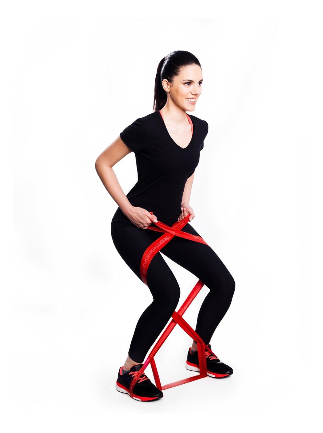 imageTheraBand CLX Resistance Band with Loops LatexFree Professional Band for Physical Therapy Lower Body Pilates Full Body Workouts Individual 25 Metre PreCut11 Loops Yellow LightYellow