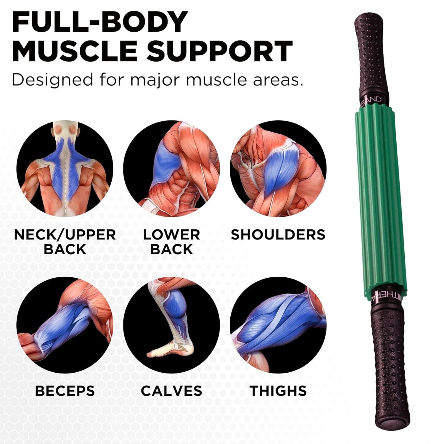 imageTheraband 13076 Muscle Roller Stick for SelfMyofascial Release Deep Tissue Massage Rolling Pin Trigger Point Release and Muscle Soreness Old Version One Size