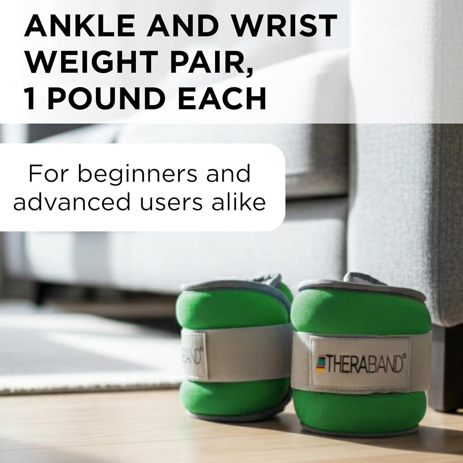 imageTheraband 25871 Comfort Fit Ankle amp Wrist Cuff Wrap Weight Set 15lbs Green