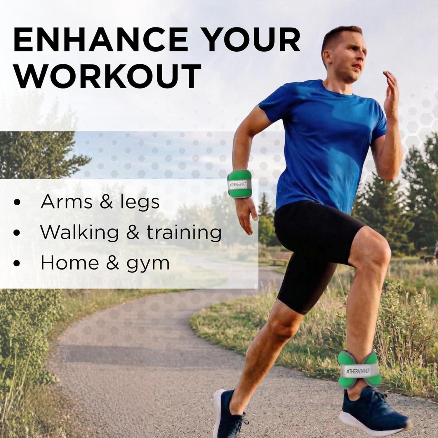 imageTheraband 25871 Comfort Fit Ankle amp Wrist Cuff Wrap Weight Set 15lbs Green