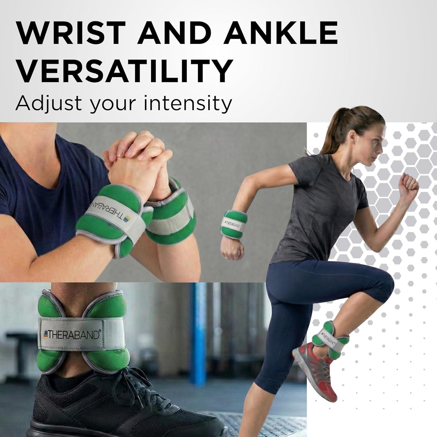 imageTheraband 25871 Comfort Fit Ankle amp Wrist Cuff Wrap Weight Set 15lbs Green