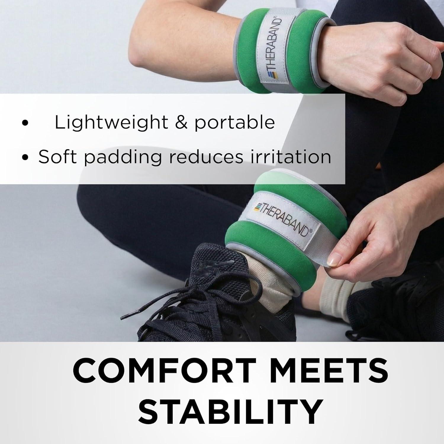 imageTheraband 25871 Comfort Fit Ankle amp Wrist Cuff Wrap Weight Set 15lbs Green