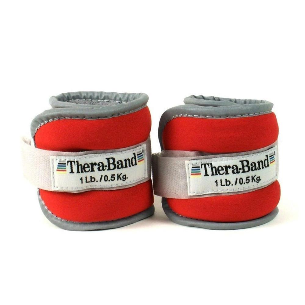 imageTHERABAND Ankle Weights Comfort Fit Wrist amp Ankle Cuff Weight Set Adjustable Walking Weights for Cardio Home Workout Ankle Strengthening amp Physical Therapy Red 1 lb Each Set of 2 2 Pounds