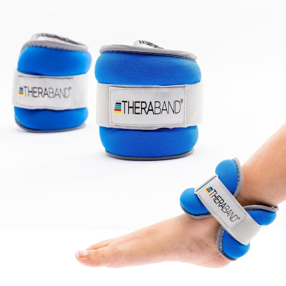 imageTHERABAND Ankle Weights Comfort Fit Wrist amp Ankle Cuff Weight Set Adjustable Walking Weights for Cardio Home Workout Ankle Strengthening amp Physical Therapy Blue 25 lb Each Set of 2 5 Pounds