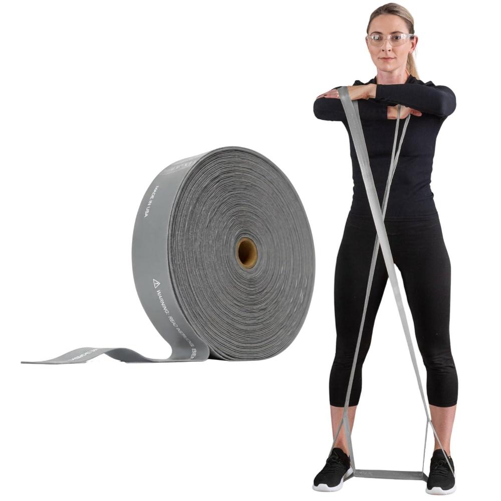 imageTHERABAND CLX Resistance Band with Loops 25 Yard Band Silver Super Heavy NonLatex Elastic Band for Exercise Mobility amp Rehab Stretching Home Workouts ColorCoded for Easy Resistance Levels