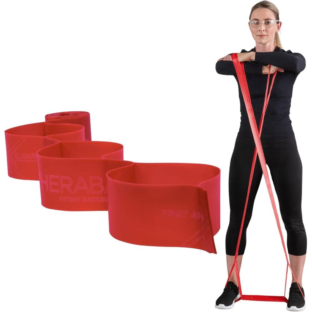 imageTHERABAND CLX Resistance Band with Loops 5Foot BandLevel 2 Medium Red