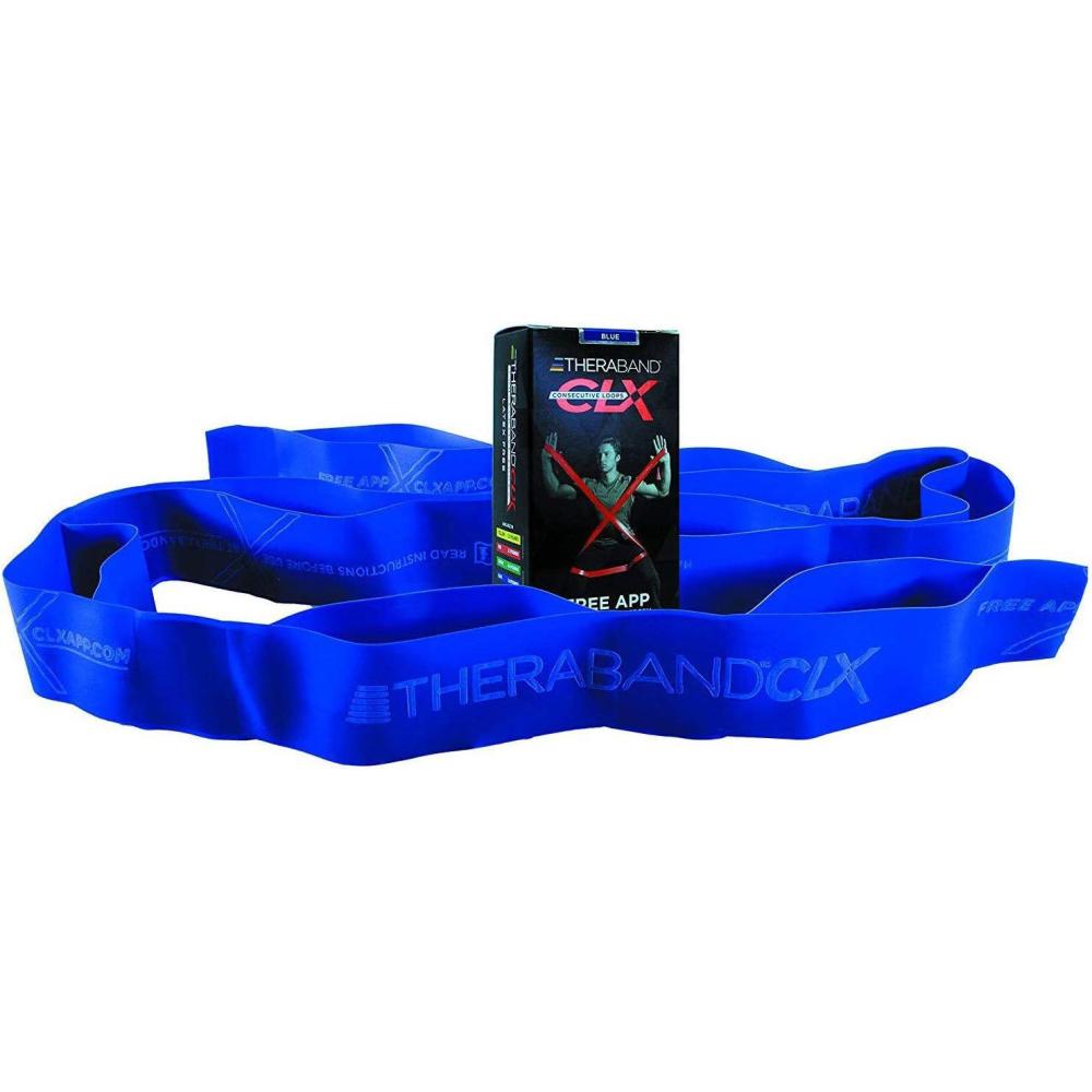imageTHERABAND CLX Resistance Band with Loops 5Foot BandLevel 4 Extra Heavy Blue